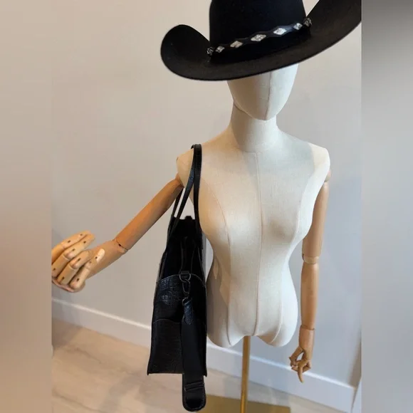 BEIS Black Croc-Embossed Tote Bag – Structured Work/Travel - Picture 6 of 11